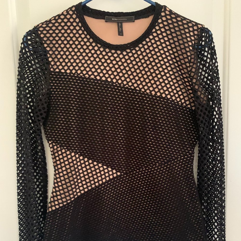 bcbgmaxazria black and tank mesh top